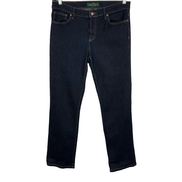 Lauren Ralph Lauren Womens Jeans Classic Straight Leg Mid Rise Dark Blue Rinse 6 - Picture 5 of 14